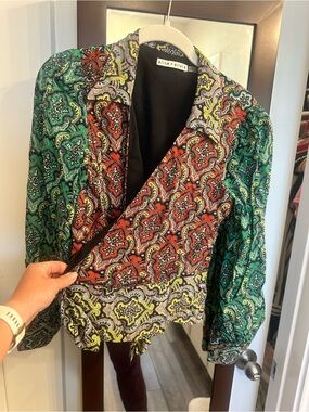Alice + Olivia Multicolor Paisley Wrap Blazer